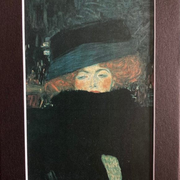 NWT 5x7" Gustav Klimt Print "Lady w/Hat and Feather Boa" w/Black Mat - HOME - Picture 3 of 3